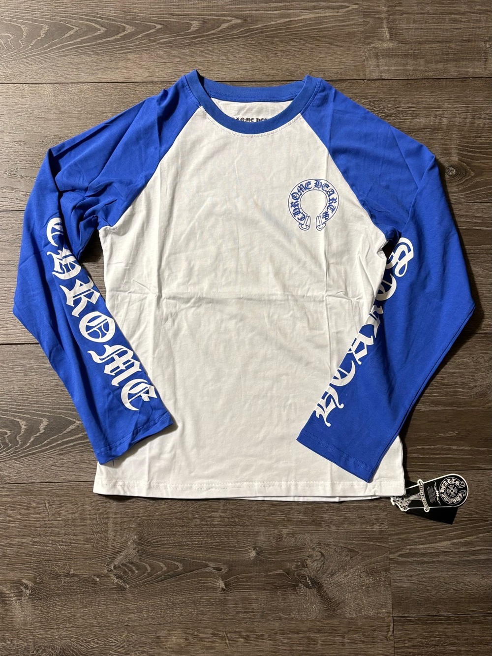 Chrome Hearts White and Royal Blue Long-Sleeve Tee